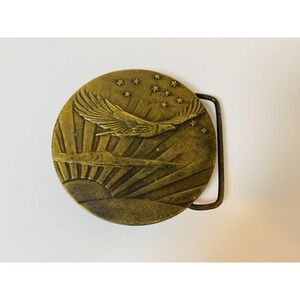 American Flying Eagle Sunset Belt Buckle Bergamot USA Wisconsin Round Brass